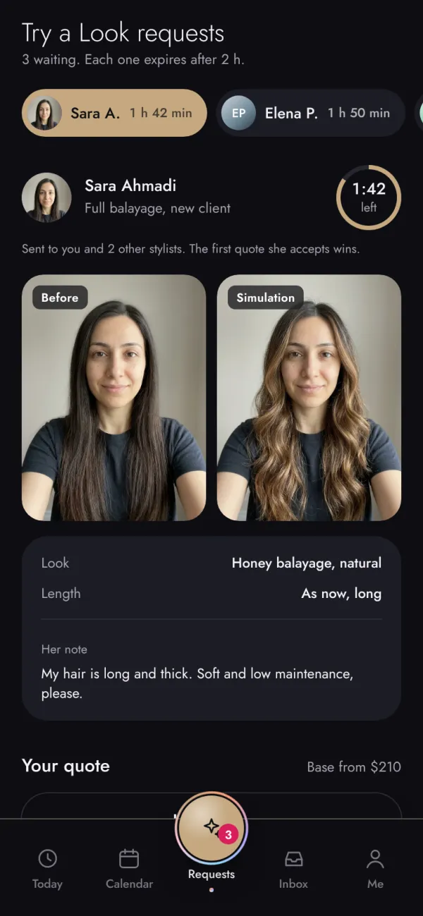 Try a Look requests from clients